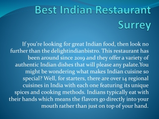 Best Indian Restaurant Surrey ppt