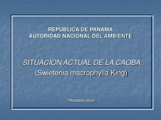 REPUBLICA DE PANAMA AUTORIDAD NACIONAL DEL AMBIENTE