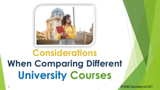 Considerations When Comparing Different University Courses