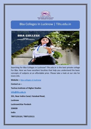 Bba Colleges In Lucknow | Tihs.edu.in