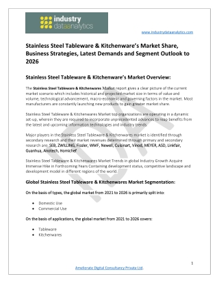 Stainless Steel Tableware & Kitchenware’s Market