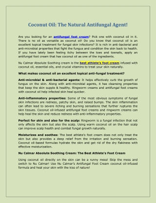 Coconut Oil The Natural Antifungal Agent