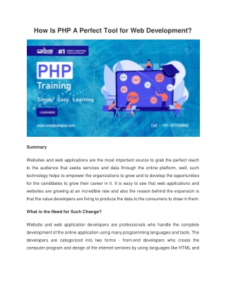 How Is PHP A Perfect Tool for Web Development?