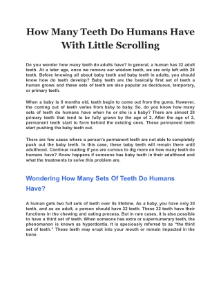How Many Teeth Do Humans Have With Little Scrolling