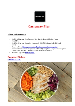 5% OFF - Carraway Pier Burger Restaurant Kelvin Grove, QLD