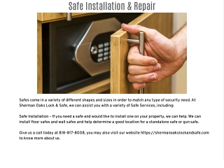 Safe Installation & Repair
