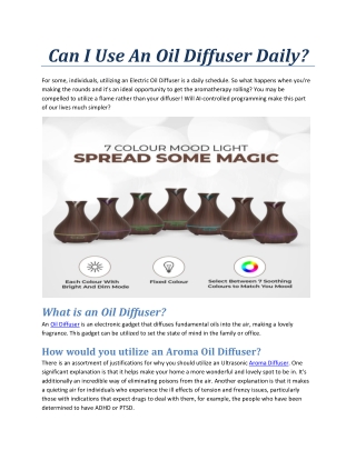 Can I Use An Oil Diffuser Daily?