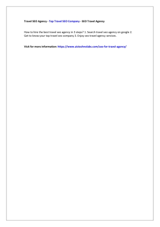 Travel SEO Agency - Top Travel SEO Company - SEO Travel Agency