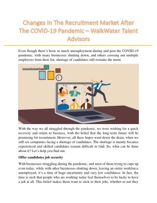 Changes In The Recruitment Market After The COVID-19 Pandemic – WalkWater Talent Advisors