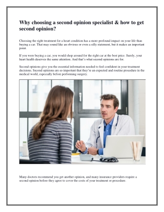 Why choosing a second opinion specialist