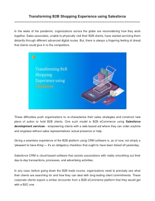 Transforming B2B Shopping Experience using Salesforce