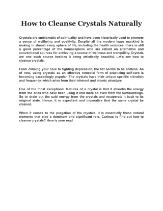 How to Cleanse Crystals Naturally