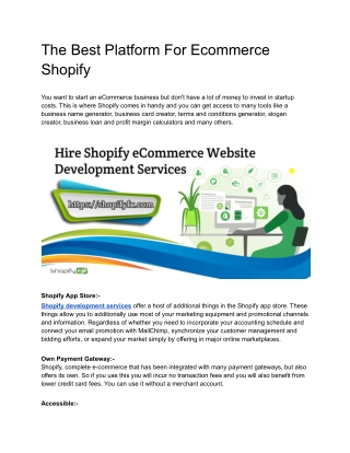 The Best Platform For Ecommerce Shopify