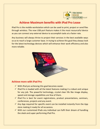 How to Achieve Maximum benefits with iPad Pro Lease?