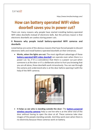 How can battery operated WIFI video doorbell saves you in power cut