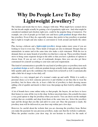 Why Do People Love To Buy Lightweight Jewellery