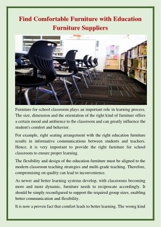 Find Comfortable Furniture With Education Furniture Suppliers