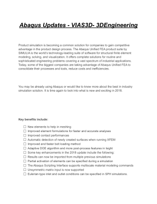 Abaqus Updates - VIAS3D- 3DEngineering