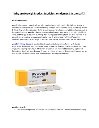 Why are Provigil Product Modalert on-demand in the USA?