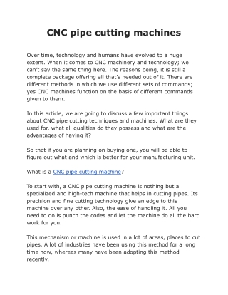 CNC pipe cutting machines