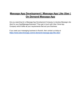 Massage App Development | Massage App Like Uber | On Demand Massage App