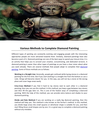 Various Methods to Complete Diamond Painting