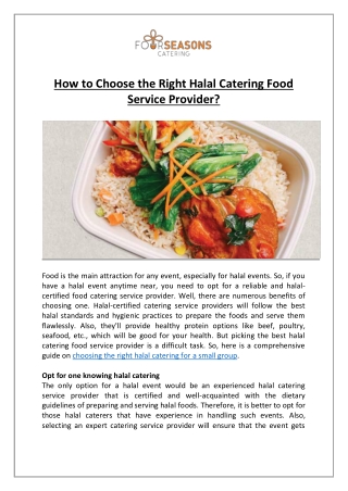 How to Choose the Right Halal Catering Food Service Provider?