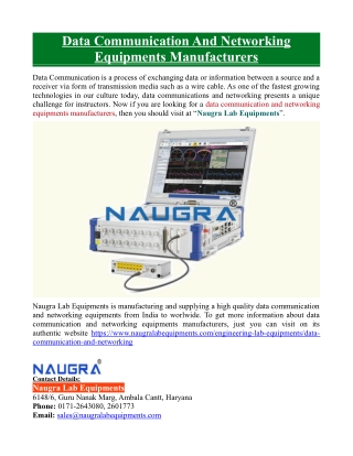 Data Communication And Networking Equipments Manufacturers