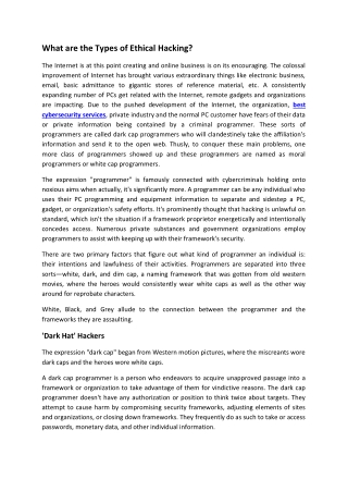 What are the Types of Ethical Hacking