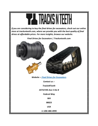 Final Drives for Excavators  Tracksnteeth.com