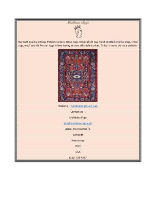 Handmade Persian Rugs  Shahbanurugs.com