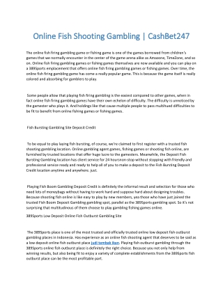 Online Fish Shooting Gambling | CashBet247