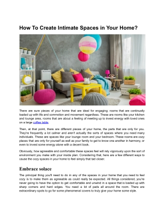 How To Create Intimate Spaces in Your Home