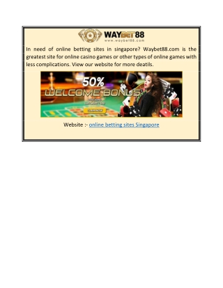 Online Betting Sites Singapore  Waybet88.com