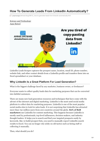 How To Generate Leads From LinkedIn Automatically