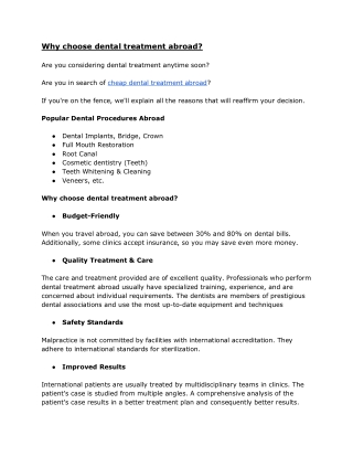 Why choose dental treatment abroad?