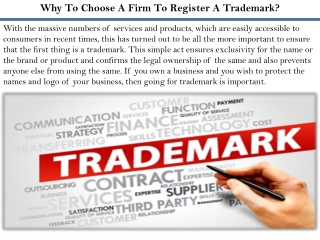 Why To Choose A Firm To Register A Trademark?