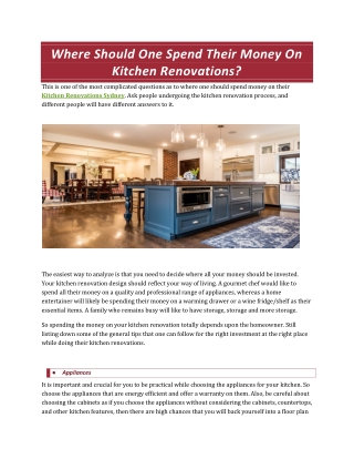 Where Should One Spend Their Money On Kitchen Renovations