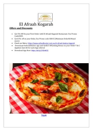 5% off - El Afraah Bakery pizza kogarah Menu, NSW