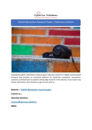 Publish Blockchain Research Paper | Opensea.solutions
