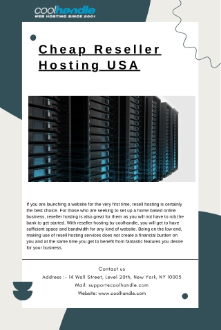 Cheap Reseller Hosting USA