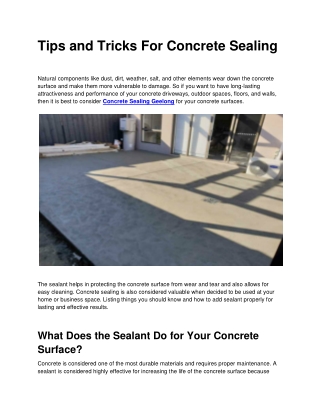 Tips and Tricks For Concrete Sealing