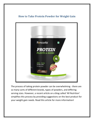 How to Take Protein Powder For Weight Gain