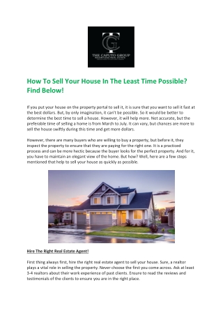 How To Sell Your House In The Least Time Possible-converted