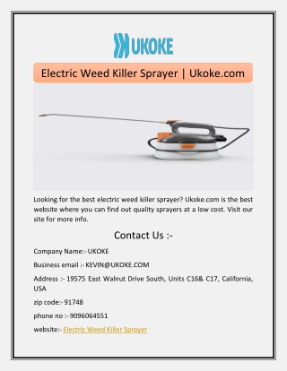 Electric Weed Killer Sprayer | Ukoke.com