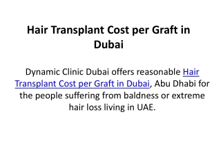 Hair Transplant Cost per Graft in Dubai
