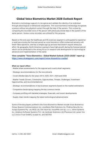 2021 Voice Biometrics Market Global Analysis Report