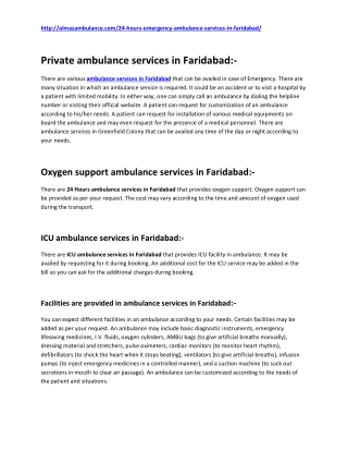 Ambulance Services in Faridabad