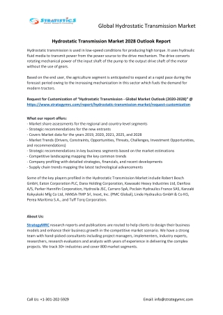 Hydrostatic Transmission Market Forecasts to 2028