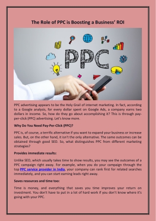The role of PPC is boosting a business